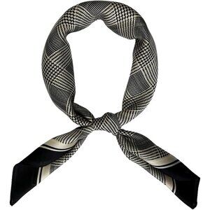 Silk Satin Houndstooth Head Scarf Medium Square Hair Scarf for Women 28 Inches